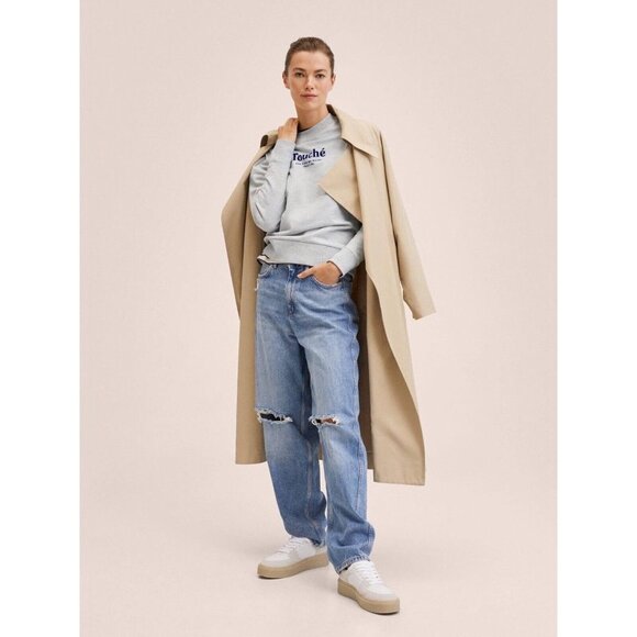 Mango Women's Message-Print Cotton-Blend Gray Sweatshirt - Picture 1 of 10